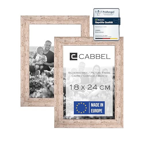 CABBEL Doppelpack (2er Set) Bilderrahmen 18x24 cm, Birke, stabiles MDF-Holz Rahmen, bruchsicherem Plexi-Glas, zum Aufhängen & Aufstellen, ideal für Fotos/Bilder/Collage von CABBEL