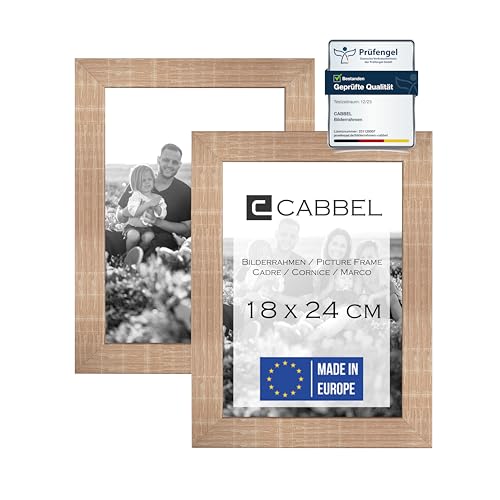 CABBEL Doppelpack (2er Set) Bilderrahmen 18x24 cm, Mokka, stabiles MDF-Holz Rahmen, bruchsicherem Plexi-Glas, zum Aufhängen & Aufstellen, ideal für Fotos/Bilder/Collage von CABBEL