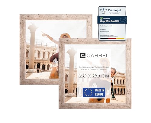 CABBEL Doppelpack (2er Set) Bilderrahmen 20x20 cm, Birke, stabiles MDF-Holz Rahmen, bruchsicherem Plexi-Glas, zum Aufhängen & Aufstellen, ideal für Fotos/Bilder/Collage von CABBEL