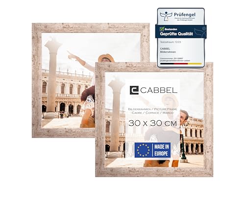 CABBEL Doppelpack (2er Set) Bilderrahmen 30x30 cm, Birke, stabiles MDF-Holz Rahmen, bruchsicherem Plexi-Glas, zum Aufhängen, ideal für Fotos/Bilder/Collage von CABBEL
