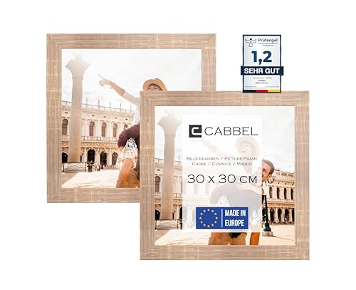 CABBEL Doppelpack (2er Set) Bilderrahmen 30x30 cm, Mokka, stabiles MDF-Holz Rahmen, bruchsicherem Plexi-Glas, zum Aufhängen, ideal für Fotos/Bilder/Collage von CABBEL