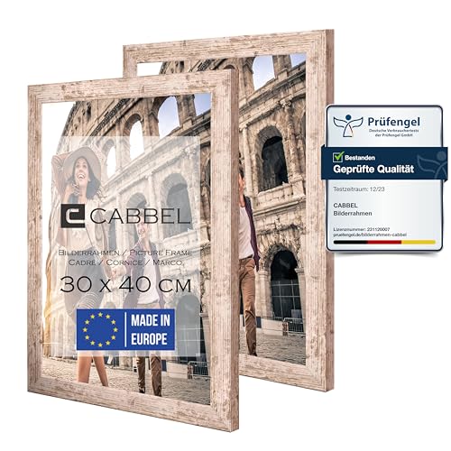 CABBEL Doppelpack (2er Set) Bilderrahmen 30x40 cm, Birke, stabiles MDF-Holz Rahmen, bruchsicherem Plexi-Glas, zum Aufhängen, ideal für Fotos/Bilder/Collage von CABBEL