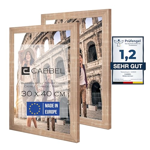 CABBEL Doppelpack (2er Set) Bilderrahmen 30x40 cm, Mokka, stabiles MDF-Holz Rahmen, bruchsicherem Plexi-Glas, zum Aufhängen, ideal für Fotos/Bilder/Collage von CABBEL