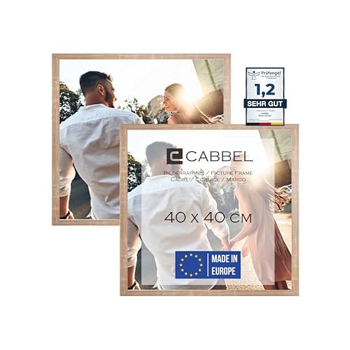 CABBEL Doppelpack (2er Set) Bilderrahmen 40x40 cm, Mokka, stabiles MDF-Holz Rahmen, bruchsicherem Plexi-Glas, zum Aufhängen, ideal für Fotos/Bilder/Collage von CABBEL
