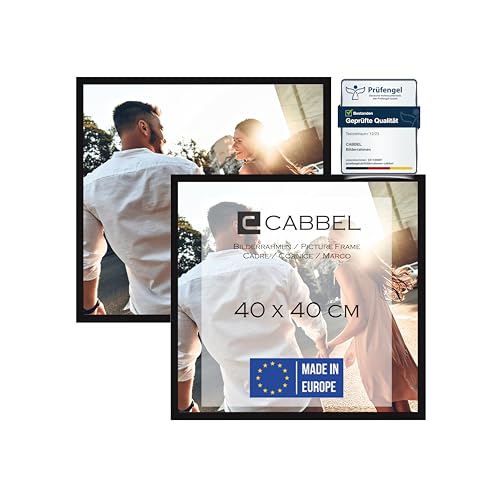 CABBEL Doppelpack (2er Set) Bilderrahmen 40x40 cm, Schwarz, stabiles MDF-Holz Rahmen, bruchsicherem Plexi-Glas, zum Aufhängen, ideal für Fotos/Bilder/Collage von CABBEL