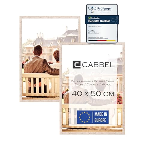 CABBEL Doppelpack (2er Set) Bilderrahmen 40x50 cm, Birke, stabiles MDF-Holz Rahmen, bruchsicherem Plexi-Glas, zum Aufhängen, ideal für Fotos/Bilder/Collage von CABBEL