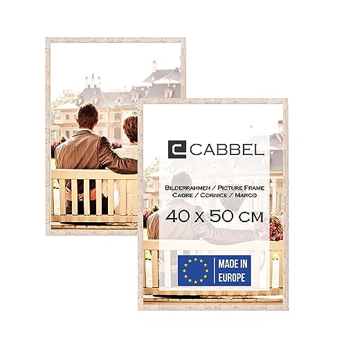 CABBEL Doppelpack (2er Set) Bilderrahmen 40x50 cm, Eiche, stabiles MDF-Holz Rahmen, bruchsicherem Plexi-Glas, zum Aufhängen, ideal für Fotos/Bilder/Collage von CABBEL