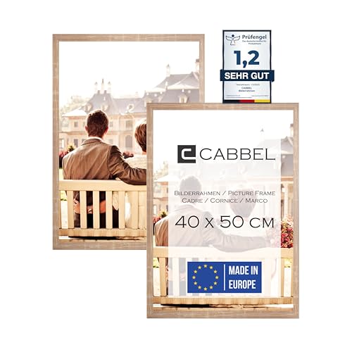 CABBEL Doppelpack (2er Set) Bilderrahmen 40x50 cm, Mokka, stabiles MDF-Holz Rahmen, bruchsicherem Plexi-Glas, zum Aufhängen, ideal für Fotos/Bilder/Collage von CABBEL