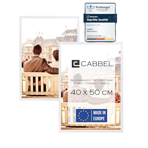 CABBEL Doppelpack (2er Set) Bilderrahmen 40x50 cm, Weiß, stabiles MDF-Holz Rahmen, bruchsicherem Plexi-Glas, zum Aufhängen, ideal für Fotos/Bilder/Collage von CABBEL