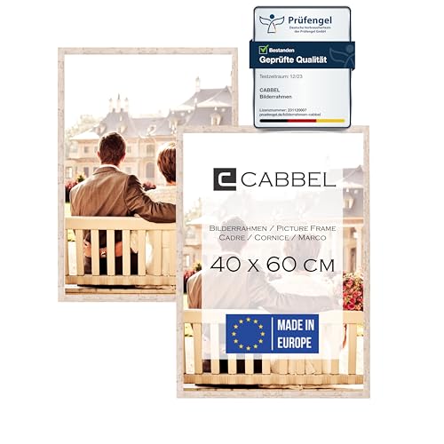 CABBEL Doppelpack (2er Set) Bilderrahmen 40x60 cm, Birke, stabiles MDF-Holz Rahmen, bruchsicherem Plexi-Glas, zum Aufhängen, ideal für Fotos/Bilder/Collage von CABBEL
