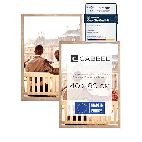 CABBEL Doppelpack (2er Set) Bilderrahmen 40x60 cm, Mokka, stabiles MDF-Holz Rahmen, bruchsicherem Plexi-Glas, zum Aufhängen, ideal für Fotos/Bilder/Collage von CABBEL