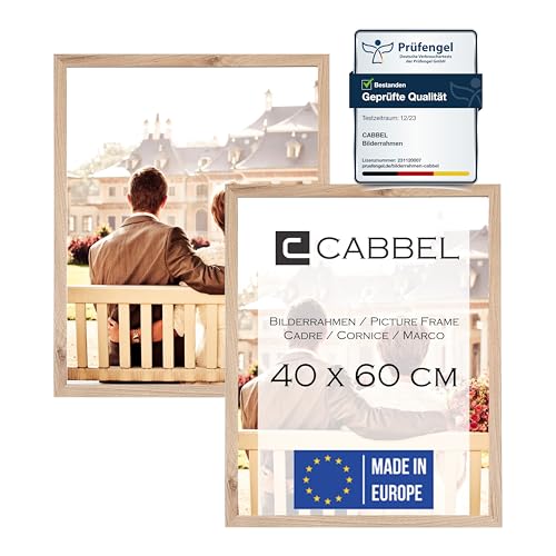 CABBEL Doppelpack (2er Set) Bilderrahmen 40x60 cm, Natur, stabiles MDF-Holz Rahmen, bruchsicherem Plexi-Glas, zum Aufhängen, ideal für Fotos/Bilder/Collage von CABBEL
