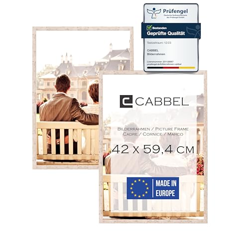 CABBEL Doppelpack (2er Set) Bilderrahmen 42x59,4 cm, Birke, stabiles MDF-Holz Rahmen, bruchsicherem Plexi-Glas, zum Aufhängen, ideal für Fotos/Bilder/Collage von CABBEL