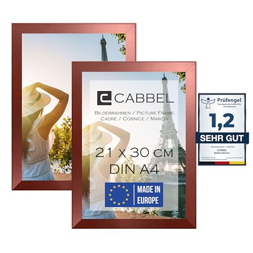 CABBEL Doppelpack (2er Set) Bilderrahmen DIN A4 21x30 MDF Holz-Rahmen in Rose Gold | zum Aufhängen & Aufstellen | mit bruchsicherem Plexi-Glas/Modern | ideal für Fotos/Bilder/Collage von CABBEL