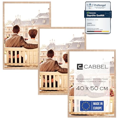 CABBEL Dreierpack (3 STK.) Bilderrahmen 40x50 cm MDF Holz-Rahmen in Mokka | mit bruchsicherem Plexi-Glas/Modern von CABBEL
