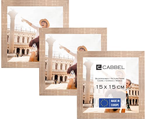 CABBEL Dreierpack (3 STK.) Bilderrahmen 15x15 cm MDF Holz-Rahmen in Mokka | mit bruchsicherem Plexi-Glas/Modern von CABBEL