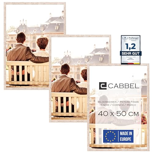 CABBEL Dreierpack (3 Stk.) Bilderrahmen 40x50 cm MDF Holz-Rahmen in Birke | mit bruchsicherem Plexi-Glas/Modern von CABBEL