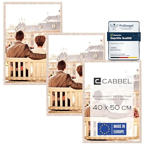 CABBEL Dreierpack (3 Stk.) Bilderrahmen 40x50 cm MDF Holz-Rahmen in Birke | mit bruchsicherem Plexi-Glas/Modern von CABBEL