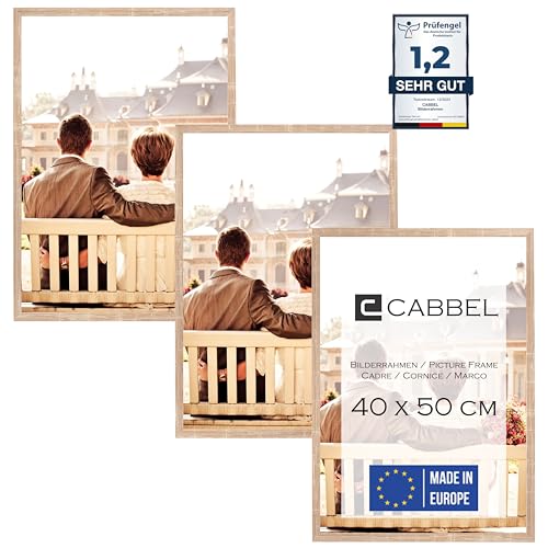 CABBEL Dreierpack (3 Stk.) Bilderrahmen 40x50 cm MDF Holz-Rahmen in Mokka | mit bruchsicherem Plexi-Glas/Modern von CABBEL
