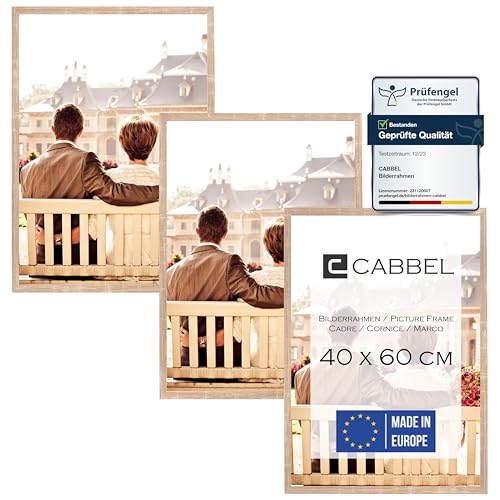 CABBEL Dreierpack (3 Stk.) Bilderrahmen 40x60 cm MDF Holz-Rahmen in Mokka | mit bruchsicherem Plexi-Glas/Modern, zum Aufhängen, ideal für Fotos/Bilder/Collage von CABBEL