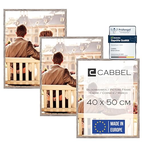 CABBEL Dreierpack (3 Stk.) Bilderrahmen 42x59,4 cm MDF Holz-Rahmen in Eiche Dunkel | mit bruchsicherem Plexi-Glas/Modern, zum Aufhängen, ideal für Fotos/Bilder/Collage von CABBEL