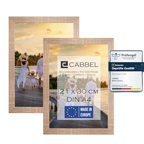 CABBEL Zweierpack (2 STK.) Bilderrahmen DIN A4 21x30 MDF Holz-Rahmen in Mokka | mit bruchsicherem Plexi-Glas/Modern von CABBEL