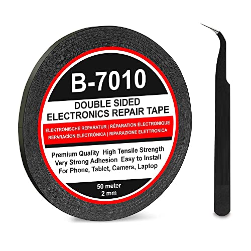 CABLEPELADO B7010 Doppelseitiges Klebeband | 50 m lang x 2 mm breit | Inklusive antistatischer Pinzette | geeignet für die Reparatur von Handys, Tablets und kleinen elektronischen Geräten | Schwarz CABLEPELADO B7010 Doppelseitiges Klebeband | 50 m lang x 2 mm breit | Inklusive antistatischer Pinzette | geeignet für die Reparatur von Handys, Tablets und kleinen elektronischen Geräten | Schwarz von CABLEPELADO