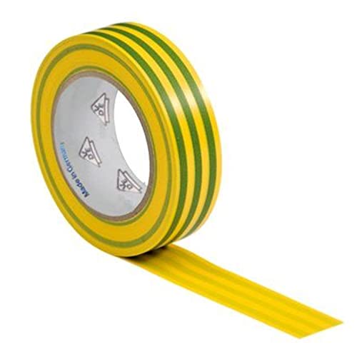CABLEPELADO Isolierband für elektrische Installationen - Klebeband - Elektrisches Klebeband - selbstklebend und robust zum Schutz - 19 mm x 20 m - Gelb-Grün von CABLEPELADO