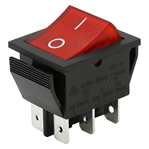 CABLEPELADO - Wippschalter DPDT 6-polig | Schalter 6 Klemmen | 16A 250VAC | Rotes Licht von CABLEPELADO