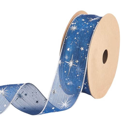 CABODYALS 1 5/8 Zoll 20 Yards Marineblau Dunkelblau Stern Bedruckt Transparent Chiffon Trim Funkelndes Sternenhimmel Muster Transparent Organza Polyester Band Für Geschenkverpackung Party Home Decorat CABODYALS 1 5/8 Zoll 20 Yards Marineblau Dunkelblau Stern Bedruckt Transparent Chiffon Trim Funkelndes Sternenhimmel Muster Transparent Organza Polyester Band Für Geschenkverpackung Party Home Decorat von CABODYALS