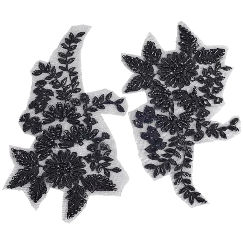 CABODYALS 1 Paar 3D Pailletten Blumenapplikationen Schwarze Mit Perlen Bestickte Spitzenapplikationen Besatz Aus Polyester Blumenperlenstickerei Zum Aufnähen Auf Tüllflicken Zum Nähen Herstellen von K CABODYALS 1 Paar 3D Pailletten Blumenapplikationen Schwarze Mit Perlen Bestickte Spitzenapplikationen Besatz Aus Polyester Blumenperlenstickerei Zum Aufnähen Auf Tüllflicken Zum Nähen Herstellen von K von CABODYALS
