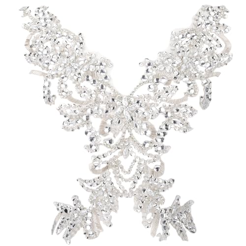 CABODYALS 1 Stück Strass Blumenspitzen Applikationen Stickerei Funkelnde Kristalle 3D Blumenflecken Zum Aufnähen Vintage Tüll Applikationen Zum Nähen Herstellen von Kleidungszubehör Kleidern Dekor DIY CABODYALS 1 Stück Strass Blumenspitzen Applikationen Stickerei Funkelnde Kristalle 3D Blumenflecken Zum Aufnähen Vintage Tüll Applikationen Zum Nähen Herstellen von Kleidungszubehör Kleidern Dekor DIY von CABODYALS