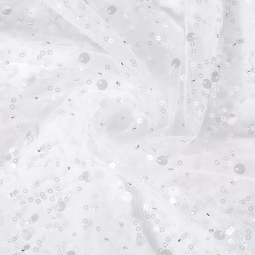 CABODYALS 1.69 m 92cm Weißer Pailletten Glitzer Tüll Durchsichtiger Organza Transparentes Glänzendes Netzgewebe Aus Polyester Spitzenstoff Zum Nähen von Tutu Röcken Kleidung Hochzeitsdekor DIY Bastelb CABODYALS 1.69 m 92cm Weißer Pailletten Glitzer Tüll Durchsichtiger Organza Transparentes Glänzendes Netzgewebe Aus Polyester Spitzenstoff Zum Nähen von Tutu Röcken Kleidung Hochzeitsdekor DIY Bastelb von CABODYALS