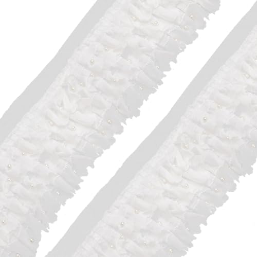 CABODYALS 1.82 m 110mm Plissierte Spitzenborte Rüschen Organzaband Retro Spitzenbesatz Aus Massivem Chiffon Mit Kunststoffperlen Weißes Vintage Einfassband Aus Nylon Für Hochzeitsdekoration DIY Nähkle CABODYALS 1.82 m 110mm Plissierte Spitzenborte Rüschen Organzaband Retro Spitzenbesatz Aus Massivem Chiffon Mit Kunststoffperlen Weißes Vintage Einfassband Aus Nylon Für Hochzeitsdekoration DIY Nähkle von CABODYALS