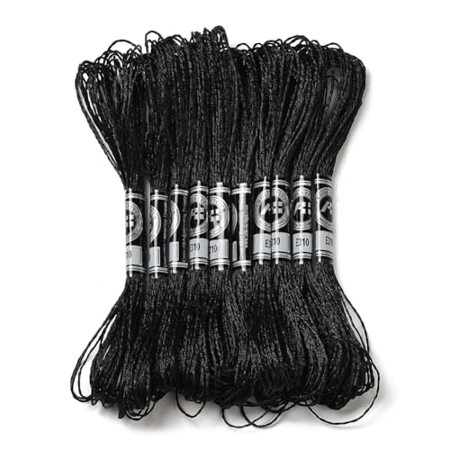 CABODYALS 10 Knäuel 12 Stränge 87.5 Yards Schwarzes Polyester Stickgarn Schimmerndes Kreuzstichgarn Schnittfaden Baumwolle Glitzergarn Für Freundschaftsarmbänder Weben Stricken Nadelspitze Handarbe CABODYALS 10 Knäuel 12 Stränge 87.5 Yards Schwarzes Polyester Stickgarn Schimmerndes Kreuzstichgarn Schnittfaden Baumwolle Glitzergarn Für Freundschaftsarmbänder Weben Stricken Nadelspitze Handarbe von CABODYALS