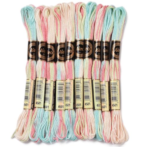 CABODYALS 10 Strang 80m Buntes Stickgarn Schnittfaden Garn In Großpackung 6 Stränge Freundschaftsarmband Schnur Aus Polyester Kreuzstichgarn Zum Nähen von Armbändern Herstellen Kreuzstichhandwerk von CABODYALS