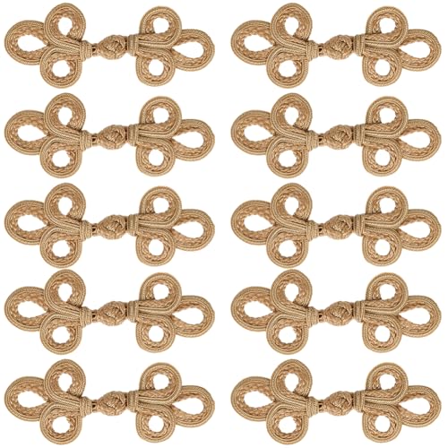 CABODYALS 10 Stück 13.5cm Khaki Chinesische Froschknotenknöpfe Vintage Verschlussknoten Massenweberei Stickerei Handgefertigter Stoffknopf In Blumenform Zum Nähen Herstellung von Cheongsam Tang Dekora von CABODYALS