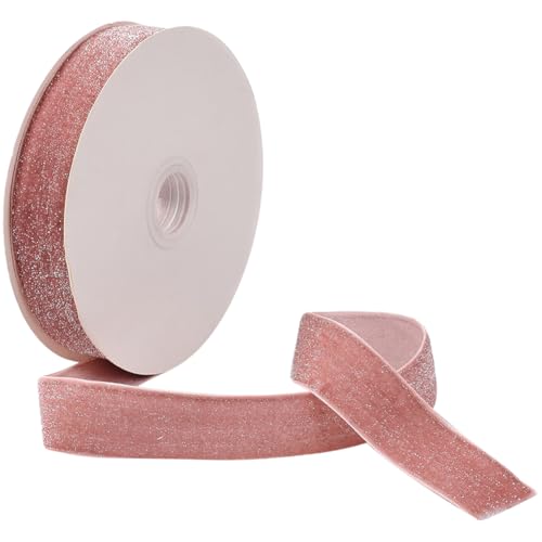 CABODYALS 10 Yards 1 Zoll Rosa Glitzerband Helles Korallensamtband Einseitig Silbermetallic Weiche Polyesterstoffbänder Bündelrollen Mit Spule Zum Herstellen von Bastel Geschenkverpackungs Und Halsb CABODYALS 10 Yards 1 Zoll Rosa Glitzerband Helles Korallensamtband Einseitig Silbermetallic Weiche Polyesterstoffbänder Bündelrollen Mit Spule Zum Herstellen von Bastel Geschenkverpackungs Und Halsb von CABODYALS