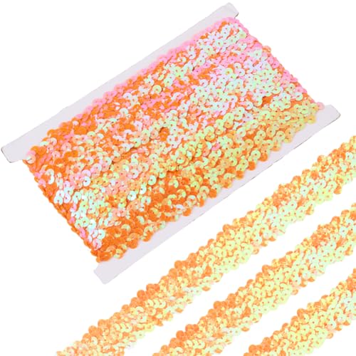 CABODYALS 10 m 3 Reihig Elastisches Paillettenband Orange Glitzernde Paillettenstreifen Flach Rund Metallisch Glitzernd Dehnbarer Paillettenstoff Spitzenbesatz Zum Nähen Basteln Kleider Party Dekorati CABODYALS 10 m 3 Reihig Elastisches Paillettenband Orange Glitzernde Paillettenstreifen Flach Rund Metallisch Glitzernd Dehnbarer Paillettenstoff Spitzenbesatz Zum Nähen Basteln Kleider Party Dekorati von CABODYALS