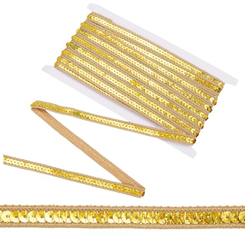 CABODYALS 10 m Goldene Paillettenstreifen Einreihige Geflochtene Borten Flache Glitzernde Elastische Paillettenrollen Glänzende Pailletten bänder Für Party Kostüm Dekoration Geschenkverpackung Heimwe CABODYALS 10 m Goldene Paillettenstreifen Einreihige Geflochtene Borten Flache Glitzernde Elastische Paillettenrollen Glänzende Pailletten bänder Für Party Kostüm Dekoration Geschenkverpackung Heimwe von CABODYALS