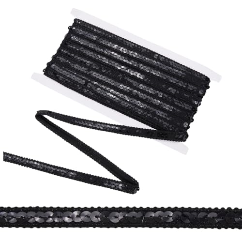 CABODYALS 10 m Schwarze Paillettenstreifen Glitzerndes Einreihiges Band Geflochtener Spitzenbesatz Elastisch Flach Rund Pailletten Paillettenrollen Glänzende Polyesterbänder Für Kleidungszubehör Dekor CABODYALS 10 m Schwarze Paillettenstreifen Glitzerndes Einreihiges Band Geflochtener Spitzenbesatz Elastisch Flach Rund Pailletten Paillettenrollen Glänzende Polyesterbänder Für Kleidungszubehör Dekor von CABODYALS