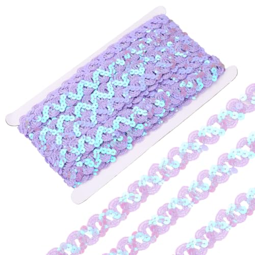 CABODYALS 10.97m Violette Pailettenband Flache Paillettenbandbesatz Paillettenbesätze Glitzernde Bänder Gewelltes Band Geschenkpapierbänder Mit Draht Zum Nähen Herstellen von Weihnachtsdekoratione von CABODYALS