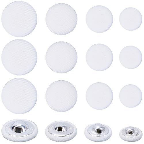 CABODYALS 100 Stück 4 Stile Weiß Aluminium Klein Flach Rund Ersatzknöpfe Aus Stoff Stoffbezogen Metallknopf Zum Nähen Herstellen von Damenkleidung Taschen Hochzeiten Brautkleidern Mänteln Pullovern Ba CABODYALS 100 Stück 4 Stile Weiß Aluminium Klein Flach Rund Ersatzknöpfe Aus Stoff Stoffbezogen Metallknopf Zum Nähen Herstellen von Damenkleidung Taschen Hochzeiten Brautkleidern Mänteln Pullovern Ba von CABODYALS