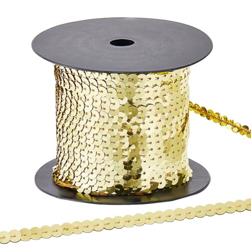 CABODYALS 100 Yards Gold Paillettenband zum Aufnähen Paillettenbesätze Kunststoff Metallisch Glänzend Glitzernd Flaches Runde Perlenband Mit Spule Zum Nähen Herstellen von Fliegen Taschen Weihnac CABODYALS 100 Yards Gold Paillettenband zum Aufnähen Paillettenbesätze Kunststoff Metallisch Glänzend Glitzernd Flaches Runde Perlenband Mit Spule Zum Nähen Herstellen von Fliegen Taschen Weihnac von CABODYALS