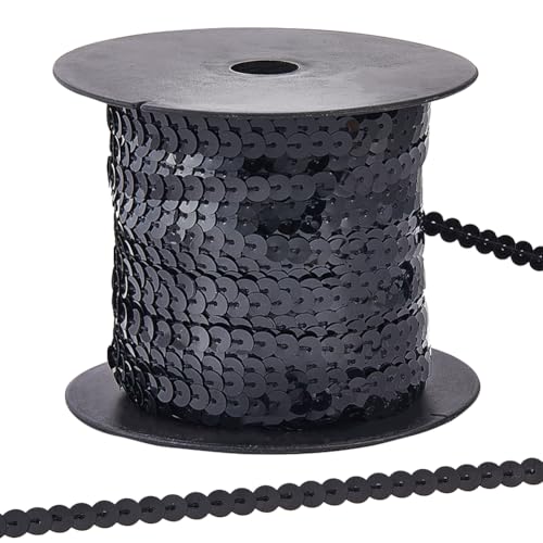 CABODYALS 100 Yards Schwarzer Paillettenband zum Aufnähen Paillettenbesätze Kunststoff Metallisch Glänzend Glitzernd Flaches Runde Perlenband Mit Spule Zum Nähen Herstellen von Fliegen Taschen Weihnac CABODYALS 100 Yards Schwarzer Paillettenband zum Aufnähen Paillettenbesätze Kunststoff Metallisch Glänzend Glitzernd Flaches Runde Perlenband Mit Spule Zum Nähen Herstellen von Fliegen Taschen Weihnac von CABODYALS