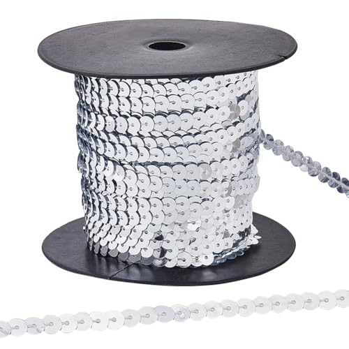 CABODYALS 100 Yards Silberner Paillettenband zum Aufnähen Paillettenbesätze Kunststoff Metallisch Glänzend Glitzernd Flaches Runde Perlenband Mit Spule Zum Nähen Herstellen von Fliegen Taschen Weihnac CABODYALS 100 Yards Silberner Paillettenband zum Aufnähen Paillettenbesätze Kunststoff Metallisch Glänzend Glitzernd Flaches Runde Perlenband Mit Spule Zum Nähen Herstellen von Fliegen Taschen Weihnac von CABODYALS