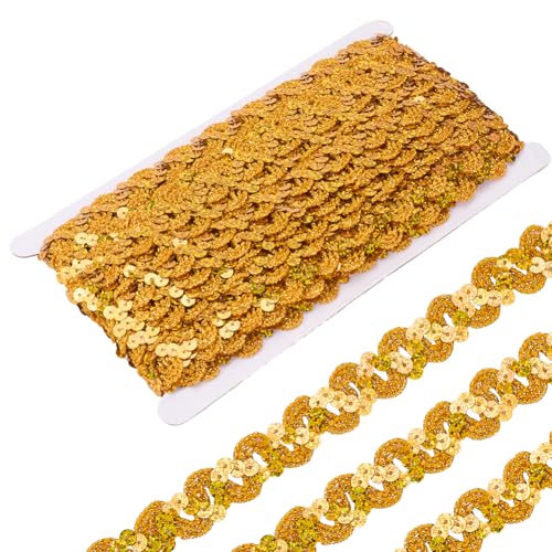 CABODYALS 11 m Goldener Paillettenbesatz Gewelltes Polyester Glitzerband Flach Rund Orange Bling Rollen Pailletten Metallische Streifen Paillettenbänder Zum Nähen Herstellen von Feiertagskostümen DIY CABODYALS 11 m Goldener Paillettenbesatz Gewelltes Polyester Glitzerband Flach Rund Orange Bling Rollen Pailletten Metallische Streifen Paillettenbänder Zum Nähen Herstellen von Feiertagskostümen DIY von CABODYALS