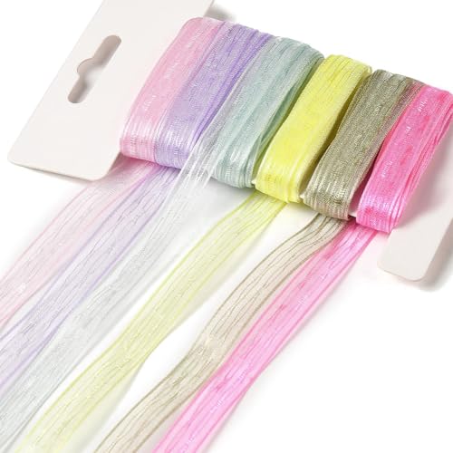 CABODYALS 11mm 4.57 m 6 Farben Pastellband Bonbonfarbenes Ripsband Macaron Klassisches Transparentes Durchsichtiges Stoffband Zum Verpacken von Geschenken Nähen Basteln Weihnachten Hochzeit Party HEI von CABODYALS