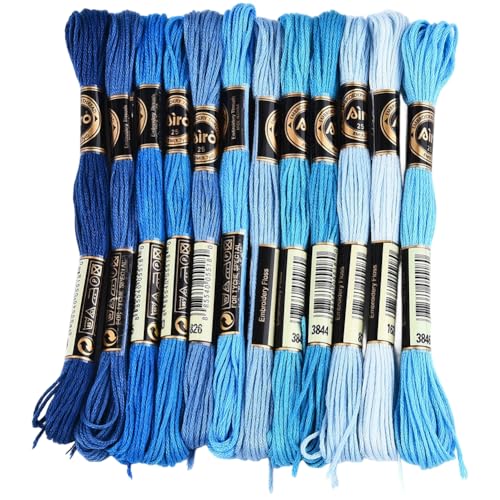 CABODYALS 12 Knäuel 6 Stränge Blaues Kreuzstichgarn Bunter Farbverlauf Stickgarn Aus Polyester Freundschaftsarmband Garnfäden In Großpackung Zum Nähen von Armbändern Mit Der Hand Herstellung von Handa CABODYALS 12 Knäuel 6 Stränge Blaues Kreuzstichgarn Bunter Farbverlauf Stickgarn Aus Polyester Freundschaftsarmband Garnfäden In Großpackung Zum Nähen von Armbändern Mit Der Hand Herstellung von Handa von CABODYALS