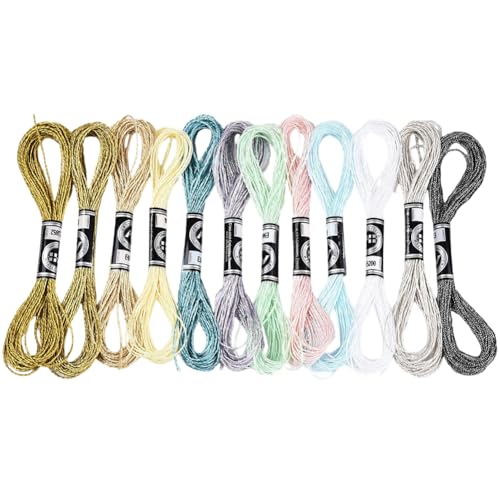 CABODYALS 12 Knäuel 6 Stränge Metallisches Handstickgarn Glitzernde Freundschaftsarmbandschnur Bunt Funkelnd Polyester Kreuzstichgarn Großpackung Zum Nähen Basteln Schmuck Armbänder Basteln CABODYALS 12 Knäuel 6 Stränge Metallisches Handstickgarn Glitzernde Freundschaftsarmbandschnur Bunt Funkelnd Polyester Kreuzstichgarn Großpackung Zum Nähen Basteln Schmuck Armbänder Basteln von CABODYALS